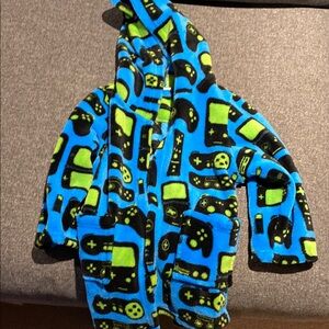 Blue and Green Gaming Themed Hooded Bath Robe